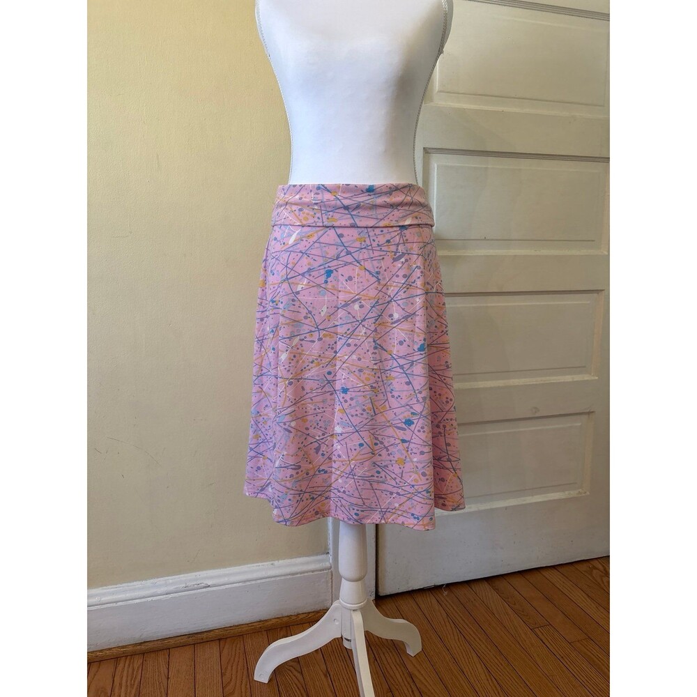 Women's midi skirt convertible tube top paint splater whimsical art deco hippy